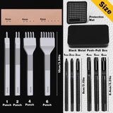 Leather Stitching Punch Leather Hole Punch Tool Set, 4mm 1/2/4/6 Prong Punch Leather Chisel, Round Leather Hole Punch for Leather Belt, Watch Band, Leather Strap DIY Leather Crafts MORFEN