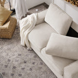 LEISLAND 88.58" Modern Sofas Couches for Living Room, Chenille Sofas & couches with Square Armrest, Removable Low-Back Sofa Cushion and Detachable Sofa Cover/Easy to Install(Beige) LEISLAND