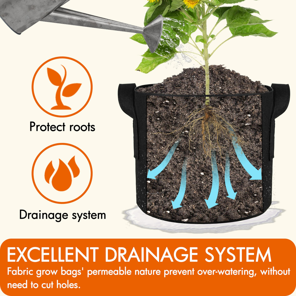 Gardzen 10-Pack 10 Gallon Grow Bags, 300G Thickened Aeration Fabric Pots with Handles, Heavy Duty Cloth Pots for Plants Gardzen