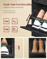 VASAGLE Shoe Cabinet with 4 Flip Doors, Storage Cabinet for 16-28 Pairs of Shoes, Adjustable Dividers, for Entryway, 9.4 x 41.5 x 32.6 Inches, Ebony Black ULBC035B01 VASAGLE