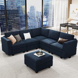 Belffin Modular Sectional Sofa with Storage Seats Velvet L Shaped Corner Couch Convertible Sectional Sofa with Chaise (Blue, L Shape-1)… Belffin