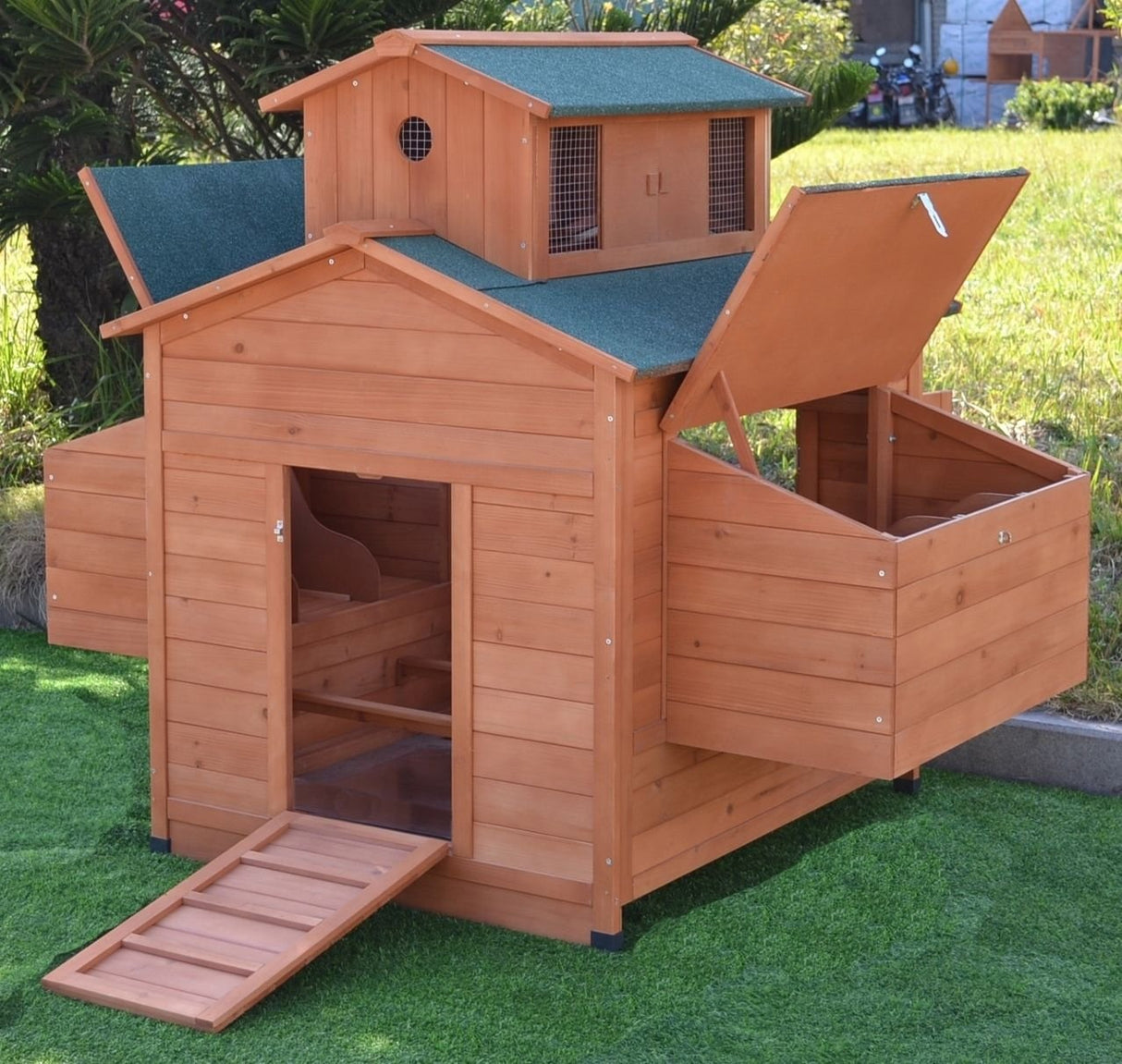 Omitree Deluxe Large Wood Chicken Coop Backyard Hen House 6-10 Chickens with 6 Nesting Box Omitree