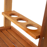 Sunnydaze Indoor/Outdoor Wood Bar Cart with Wheels - Malaysian Hardwood with Teak Oil Finish - 27.5" Wide x 35.5" High Sunnydaze