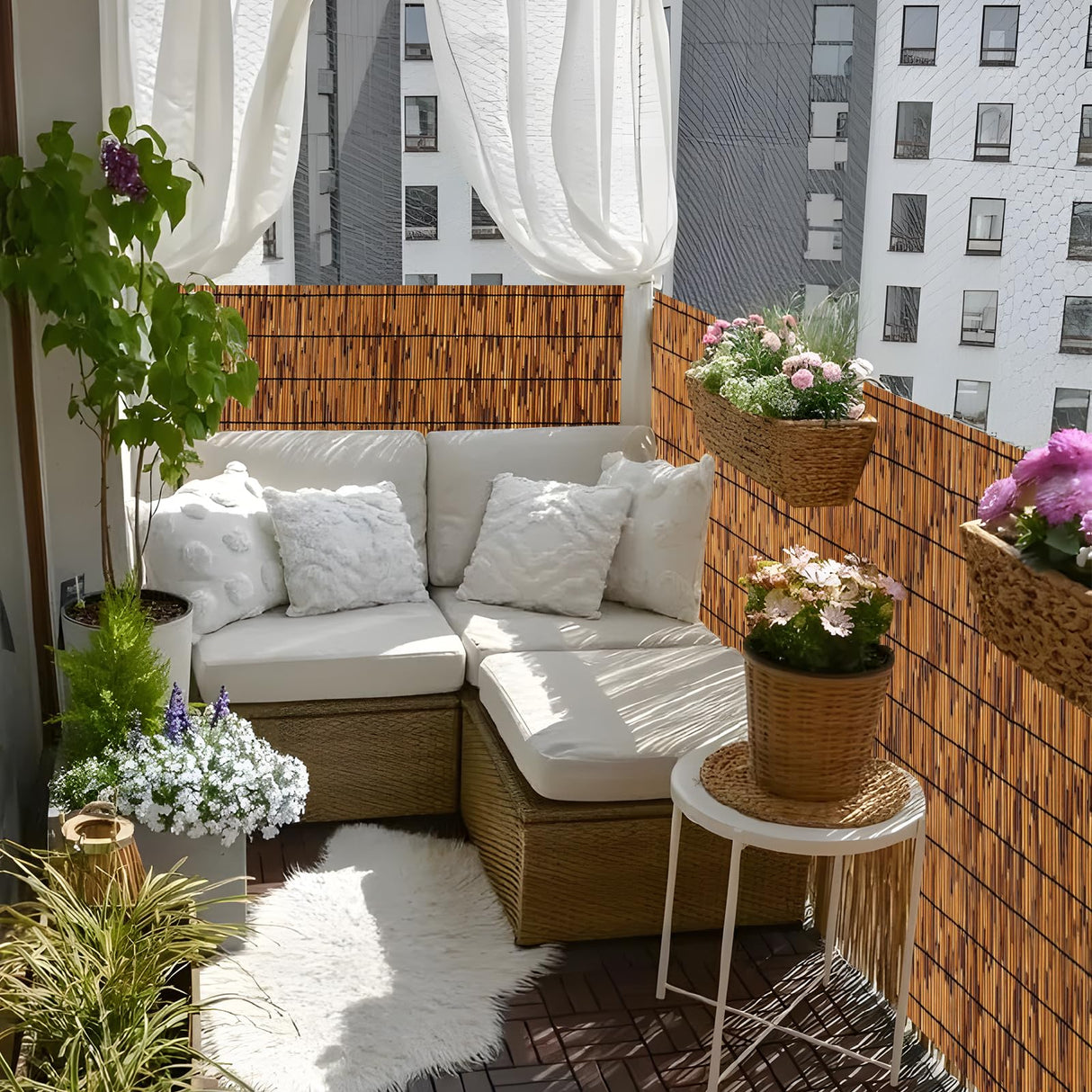 FENRUNXU Natural Bamboo Reed Fence,6FT X 16.4FT Reed Fencing Bamboo Fencing 6FT High Outdoor Privacy Reed Screening for Garden,Balcony,Backyard,Patio FENRUNXU