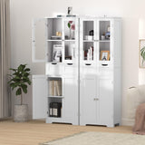67" Tall White Bathroom Cabinet Bathroom Cabinet Storage Cabinet, Freestanding Storage Cabinet With Glass Door and Adjustable Shelves, Linen Bathroom Cabinet for Living Room, Kitchen, Dining, White TOLEAD