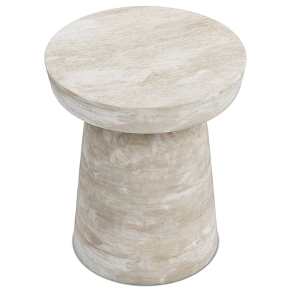 SIMPLIHOME Robbie SOLID MANGO WOOD 16 Inch Wide Round Contemporary Rustic Accent Table in Distressed White Wash, Fully Assembled, For the Living Room and Bedroom - WoodArtSupply