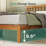 Novilla Queen Bed Frame with Headboard, Solid Wood Bed Frame Foundation with Wood Slat Support, No Box Spring Needed, Easy Assembly Novilla