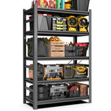 Hymnxemo Heavy Duty Commercial Metal Garage Shelving Rack,Adjustable Industrial Steel Storage Shelves for Warehouse, Garage, Basement, 87" H x 47.2" W x 23.6" D, Black Hymnxemo