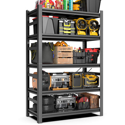 Hymnxemo Heavy Duty Commercial Metal Garage Shelving Rack,Adjustable Industrial Steel Storage Shelves for Warehouse, Garage, Basement, 87" H x 47.2" W x 23.6" D, Black