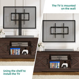 YITAHOME Farmhouse TV Stand with Mount, Sturdy TV Stand Mount for 32/45/55/60/65/70 inch TVs, Entertainment Center with Adjustable Shelf, TV Cabinet Media Console for Living Room, Espresso YITAHOME