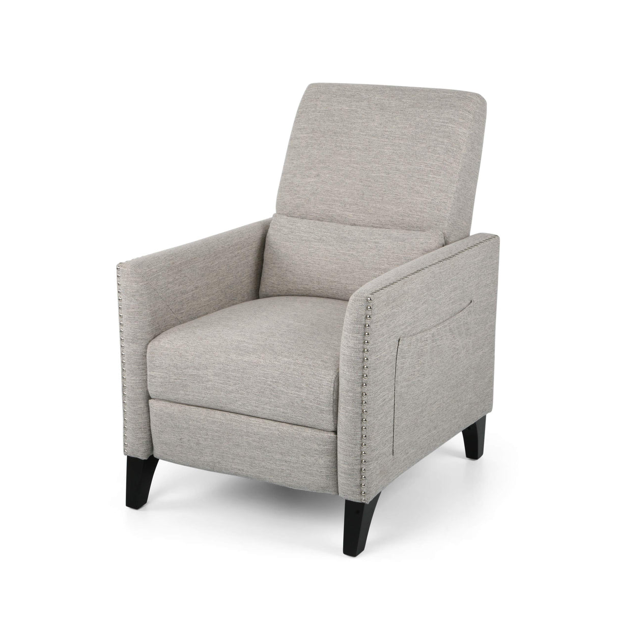 Christopher Knight Home Alexis Contemporary Fabric Push Back Recliner, Light Gray, Dark Brown Christopher Knight Home