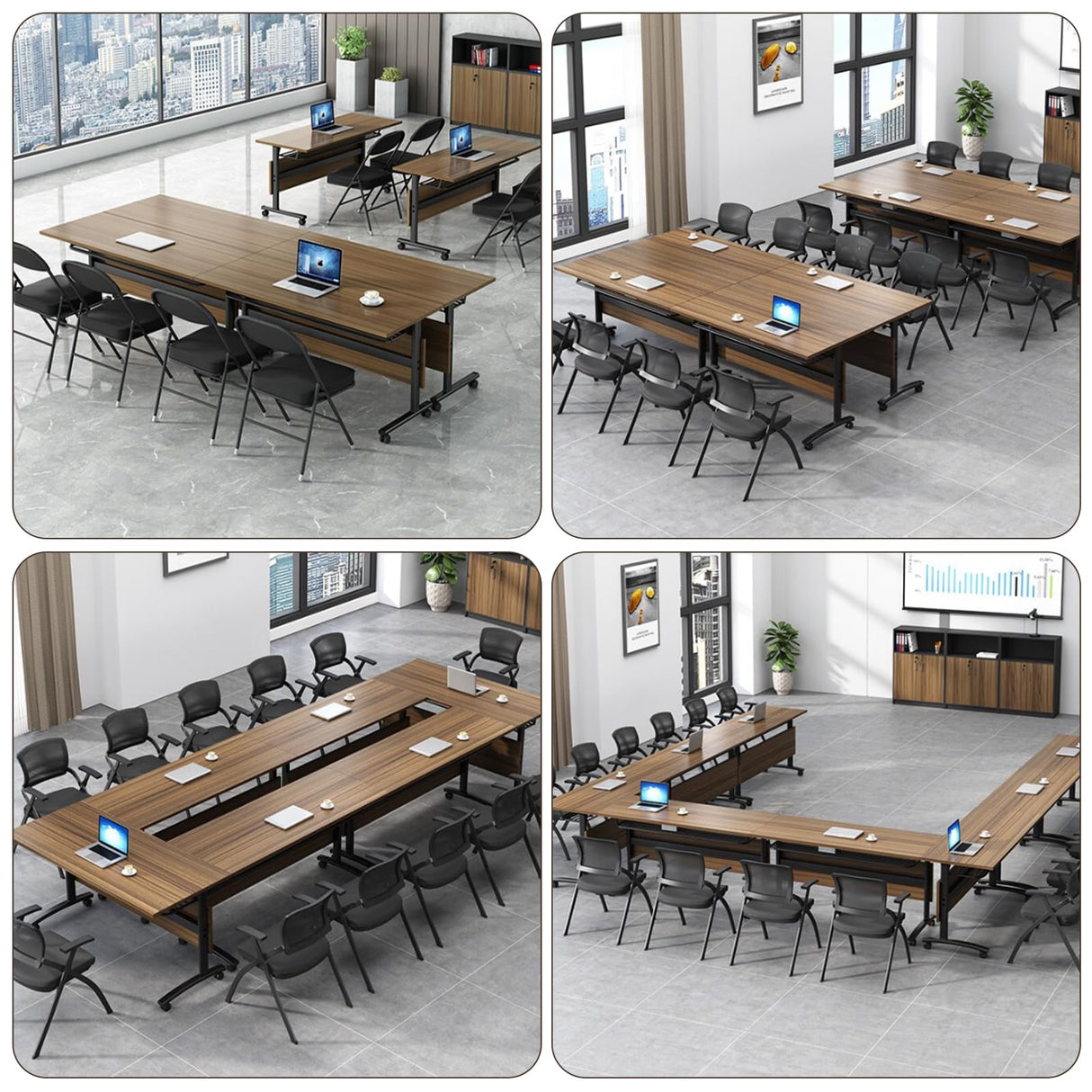 Conference Room Table Folding Conference Table, Foldable Flip Top Training Seminar Table, Office Training Room Table with Silent Wheels, Modern Meeting Table for Office Classroom (1Pack 47.2in) Lrxmastery