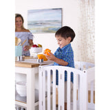 Guidecraft Kitchen Helper® Toddler Tower Step Stool - Contemporary - White: Folding Adjustable Height Montessori Wooden Learning Furniture with Keepers Guidecraft