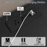 Loomie 10 Drawer Black Dresser with Charging Station & Led Lights for Bedroom, Long 58" Triple Wide Dresser TV Stand for TVs up to 65", Wide Chest of Drawer, Large Dressers Organizer with Open Cubby Loomie