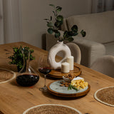 12-Inch Premium Acacia Wood Lazy Susan Turntable for Table Top with Removable Marble Texture Glass Plate, Wooden Lazy Susan for Dining Table Centerpiece & Kitchen Countertop Rickby