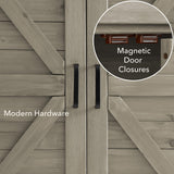 Casafield Outdoor Garden Potting Bench with Metal Tabletop and Storage Cabinet - Wooden Outdoor Garden Patio Workstation Table, Gray Casafield