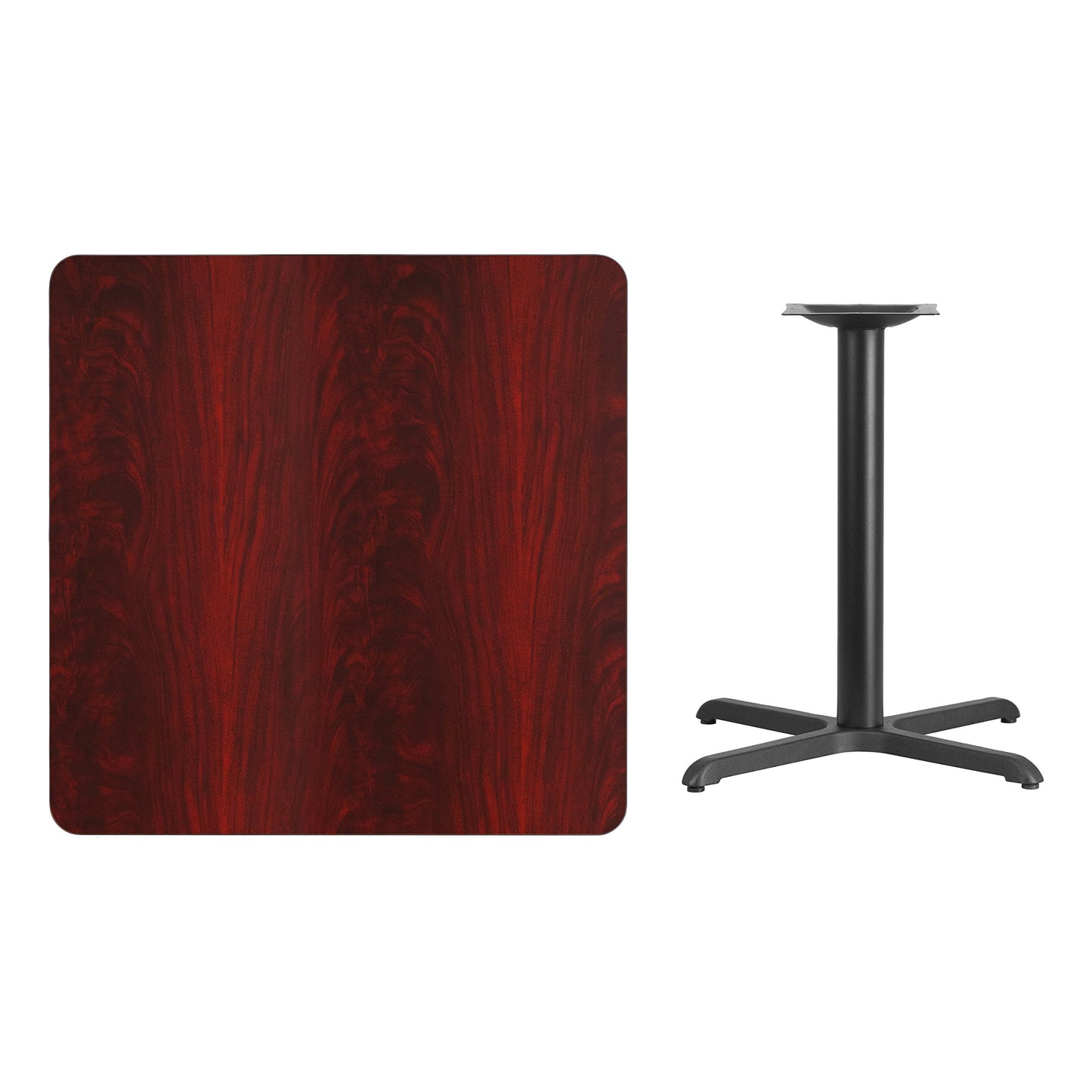 Flash Furniture 36'' Square Mahogany Laminate Table Top with 30'' x 30'' Table Height Base - WoodArtSupply