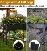 Koutemie Outdoor Raised Planter Bed Box with Legs for Gardening, Elevated DIY Garden Cart on Wheels for Vegetables Flower Tomato Herb Plant, Black Koutemie