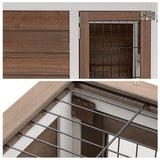 PawHut Wooden Rabbit Hutch Elevated Bunny Cage Indoor Small Animal Habitat with Enclosed Run with Wheels, Ramp, Removable Tray Ideal for Guinea Pigs, Brown PawHut