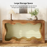 LITTLE TREE 63-Inch Console Table, Chic Design, Sofa Table Behind Couch, Farmhouse Console with Build-in Storage Space for Entryway, Living Room, Hallway LITTLE TREE