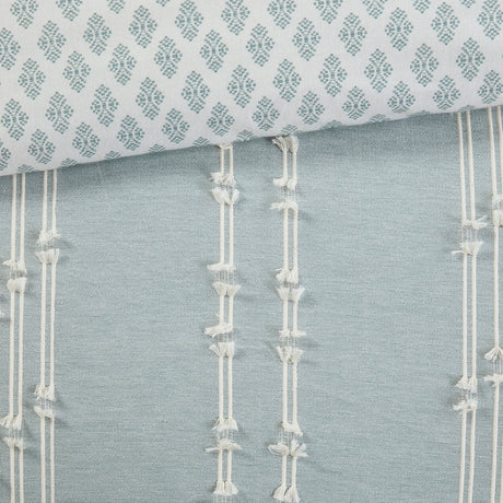 3 Piece Cotton Jacquard Comforter Set Aqua Full/Queen HouseOfZazla