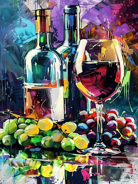 JXAVAXDE 5D DIY Wine Bottles and Glasses with Grape Diamond Art Diamond Dots Full Drill for Home Wall Decor Gift Wine Diamond Painting Kits for Adults Gem Art 16x12 inch JXAVAXDE