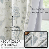 Kayne Studio Blue Grey Blackout Curtain Panels Linen Botanical Leaf Print Floral Farmhouse Drapes Soundproof Light Blocking Window Treatment Living Room Bedroom Pinch Pleated BackTab,40"x108",2 Panels Kayne Studio