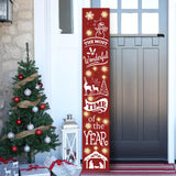 Lighted Wooden Welcome Sign, Merry Christmas Snowflake Elk Porch Sign for Front Door Decorations, Rustic Farmhouse Red Xmas Hanging Signs Wall Sign for Christmas Happy New Year Decor 47.2"H PEROUU