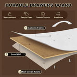 EKNKOZY Dresser TV Stand with 8 Drawers, Dresser TV Stand with LED Lights & Power Outlets, Bedroom Dresser, Chest of Drawers for 55'' Long TV, Wide Fabric Dresser (White) EKNKOZY