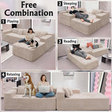Boneless Modular Sectional Sofa, Cloud Couch with Right Facing Chaise, Oversized Deep Seat, L-Shaped, Soft Corduroy Fabric, Sectional Couch for Living Room -Beigey NMXUXMN