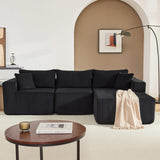 97" Boneless Couches for Living Room, Cloud Couch Sectional with Deep Seat, Comfy Couch with L-Shaped Chaise, Minimalist Upholstered Modular Sectional Sofa, No Assembly Required (Corduroy,Black) Huatean Home