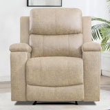 CANMOV Leather Recliner Chair Set of 2, Classic and Traditional Manual Recliner Chair with Overstuffed Arms and Back, Manual Single Sofa with Concealed Cup Holders,Beige CANMOV