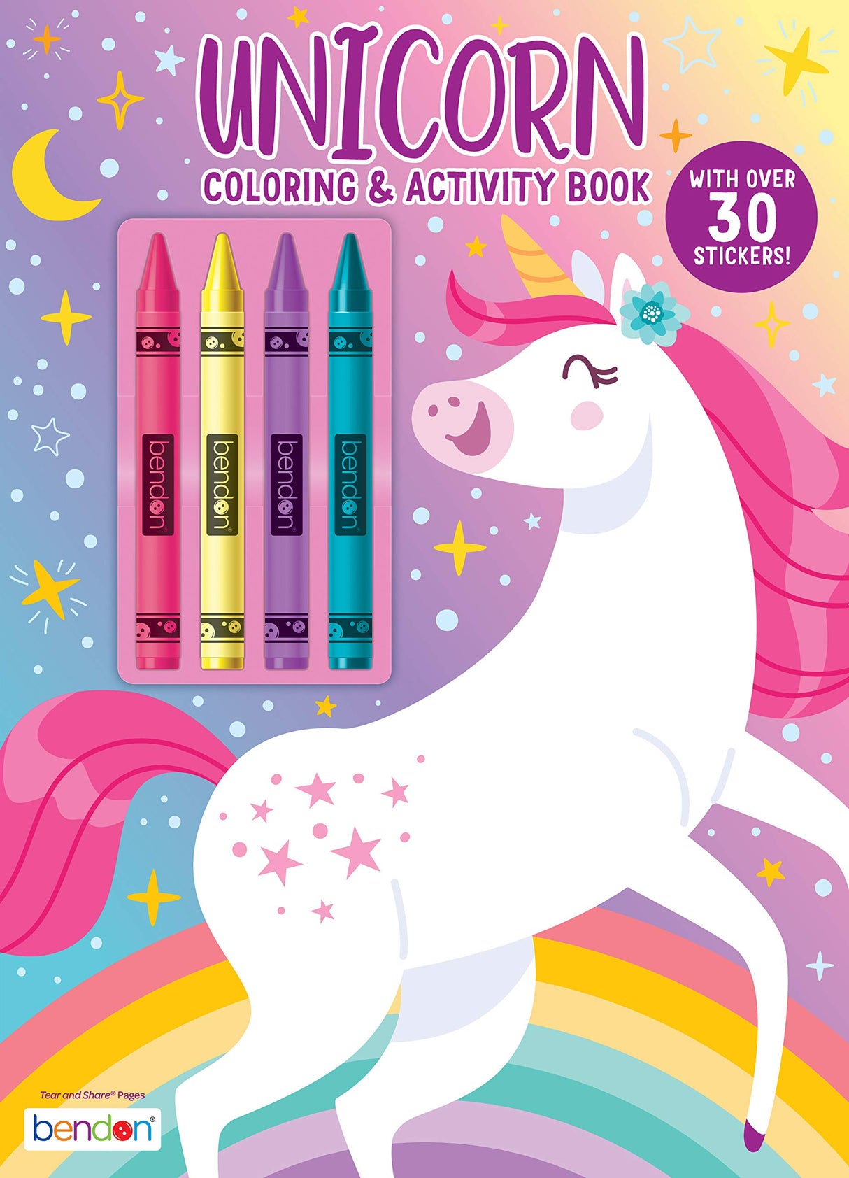 Bendon Inc. Unicorn Coloring and Activity Book with Crayons and 30 Stickers (48470) Bendon