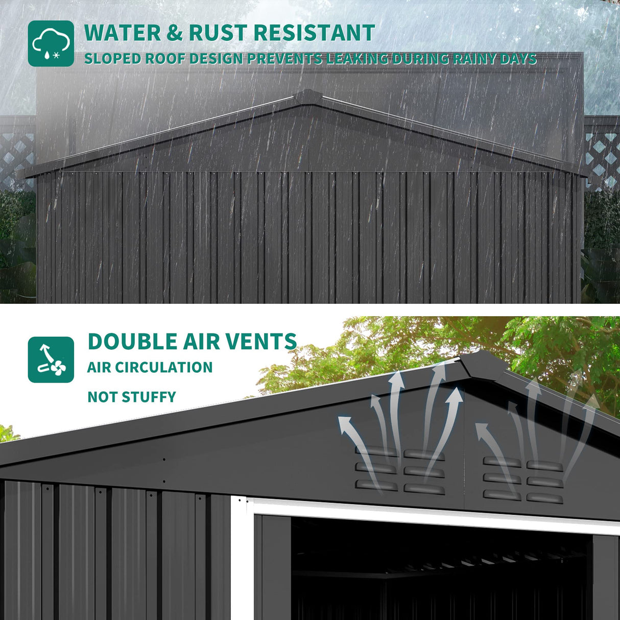 DWVO 6' x 4' Outdoor Storage Shed, Large Metal Tool Sheds, Heavy Duty Storage House with Lockable Doors & Air Vent for Backyard Patio Lawn to Store Bikes, Tools, Lawnmowers,Dark Gray DWVO