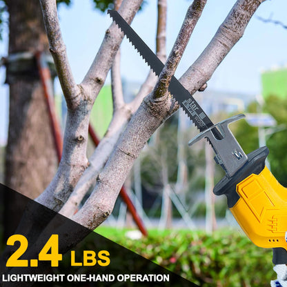 Cordless Reciprocating Saw for DeWalt 20V Battery, Brushless Power Recipro Saw, 0-3500SPM Variable Speed, Tool-free Blade Change, 4 Saw Blades Kit for Wood/Metal/PVC Cutting, Bare Tool - WoodArtSupply