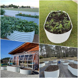 A ANLEOLIFE 8x4x2ft Galvanized Raised Garden Bed Kit, Oval Metal Deep Root Planters for Outdoor Plants Vegetables Flowers Herb, Large Bottomless, 478 Gallon Capacity- Antique White A ANLEOLIFE