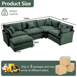 GNIXUU Oversized Modular sectional Sofa, Chenille Large Cloud Sectional Couches for Living Room, Convertible 5 Seater L Shaped Couch with Ottoman for Living Room, Green GNIXUU