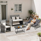 NOBLEMOOD 2 Pieces Patio Loveseat Set with Coffee Table, Outdoor Indoor Cushioned Love Seat, Metal Frame Oversized 2 Seater Chair for Porch, Garden, Living Room, Balcony NOBLEMOOD