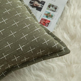 MANDIOO Pack of 2 Burlap Linen Throw Pillow Covers Woven Textured Modern Farmhouse Cushion Covers Pillowcase Decorative Couch Sofa Bed Living Room 18 x 18 Inch Olive Green MANDIOO