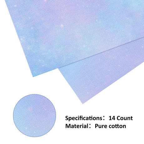 Pllieay 4 Pieces Printed Aida Cloth 14 Count Cross Stitch Fabric, Embroidery Cloth, 18 x 12 Inch, Starry Sky Printed Patterns Pllieay