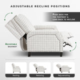 Lexicon Pushback Recliner Chair, Plaid Textured Fabric Armchair Push Back Reclining Chair, Nailhead Trim, Solid Wood Legs, Easy Assembly for Living Room/Office/Apartment, Off-White Lexicon