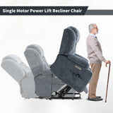 Power Lift Chair for Elderly, Electric Recliner Chair with 8-Point Vibration Massage and Lumbar Heating, Charging Ports, Cup Holders - Blue Luxlen