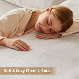 112" Cloud Couch Sectional with Padded Armrests & Moveable Ottoman Boneless Sectional Couches for Living Room White Couch, No Assembly Required HALLYBEE