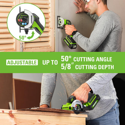 Greenworks 24V Brushless Cordless Compact Cut-Off Tool Bare Tool, With Extra 3 in. Cut-Off Wheels (3-Pack) - WoodArtSupply