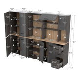 Inval Proforte 3-Piece Garage Storage Cabinet Set with 1 Large 4-Door Cabinet, 3-Drawer Cabinet, and 6-Shelf Cabinet, Dark Gray/Maple Inval