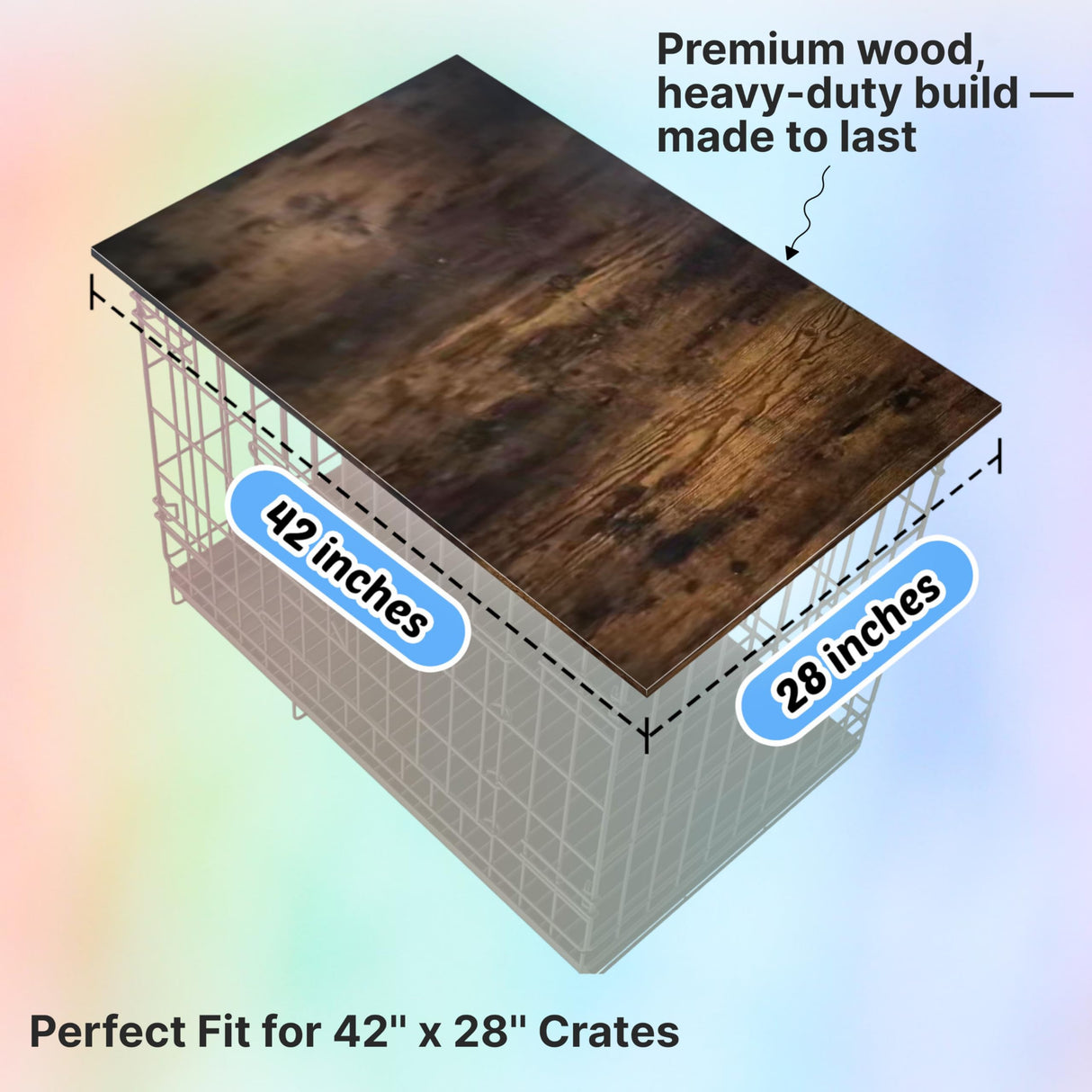 Skywin Dog Crate Topper Wood - 42" x 28" Dog Table Topper, Premium Dog Kennel, Functional Pet Crate Furniture Table Dog Topper Skywin