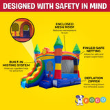 Pogo Inflatable Bounce House with Inflatable Water Slide for Kids, Backyard Commercial Castle Outdoor Playhouse Bouncer with Water Slide, Includes Blower, Anchor Stakes & Storage Bag, 18 x 12 x 14.5 Pogo Bounce House