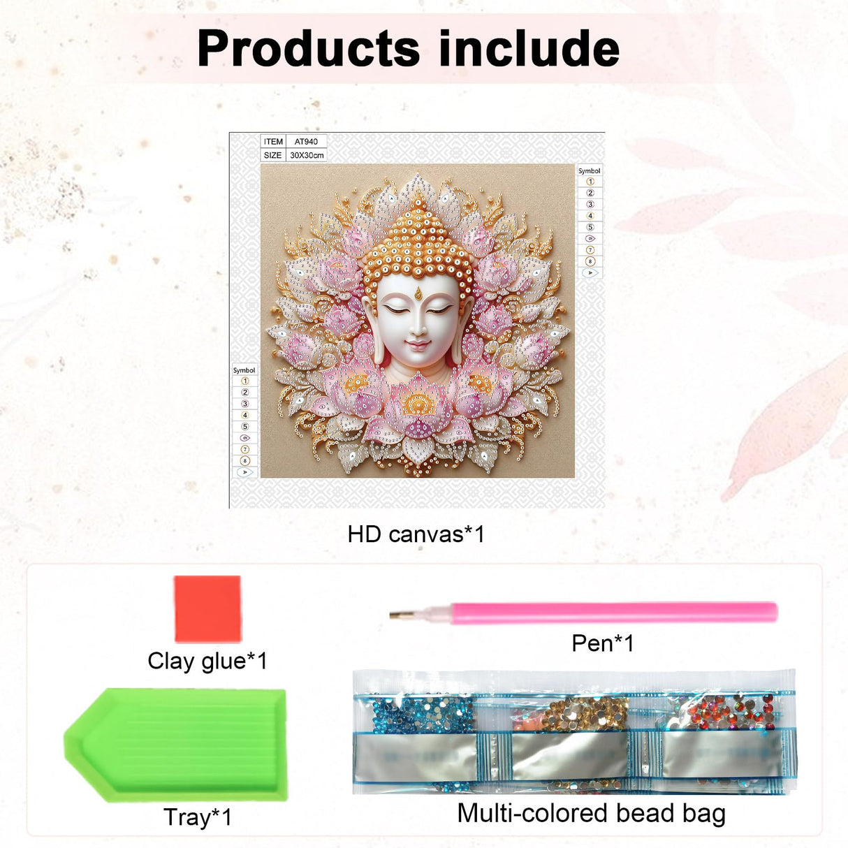 Tontut Diamond Art Painting Kit, Lotus Buddha 5D DIY Special Shape Mosaic Crafts for Beginners and Adults, can be Gifted to Family and Friends, Great for Decorating Home and Office Walls Tontut