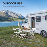 IWDOO Foldable Table 6ft, Plastic Folding Table, Portable Heavy Duty Dining Table with Lock Function & Carrying Handle, Outdoor Indoor Foldable White Table for Camping Party Picnic IWDOO