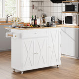 BOTLOG Kitchen Island with Storage, Island Table on Wheels with Drop Leaf, Spice Rack, Drawer, Towel Rack, Rolling Kitchen Island Cart for Dinning Room, White 15.7-27.55" D x 47.63" W x 35.43" H BOTLOG
